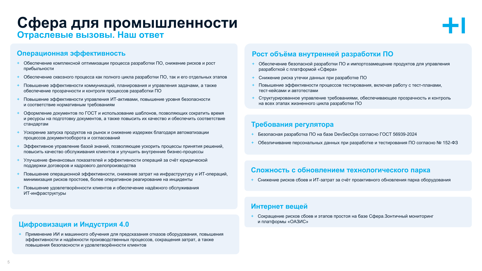 Сфера для промышленности